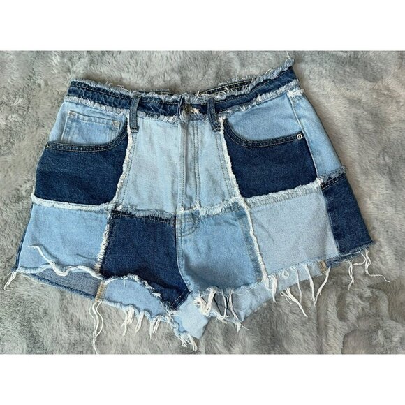 Wild Fable Women's 6 100% Cotton Highest Rise Cutoff Shorts Patchwork - Picture 1 of 9